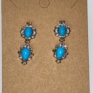 NWT Gems En Vogue Sterling Palladium Alloy Sleeping Beauty Turquoise Earrings